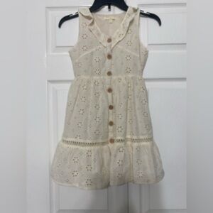 Chelsea & Violet Sleeveless Cream girls Dress with Button Details eyelets size M